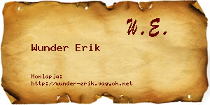 Wunder Erik névjegykártya